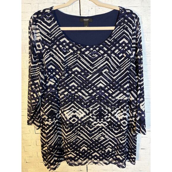 Alfani women’s blouse tiered layered feminine white 3/4 sleeves plus size  - Picture 1 of 9